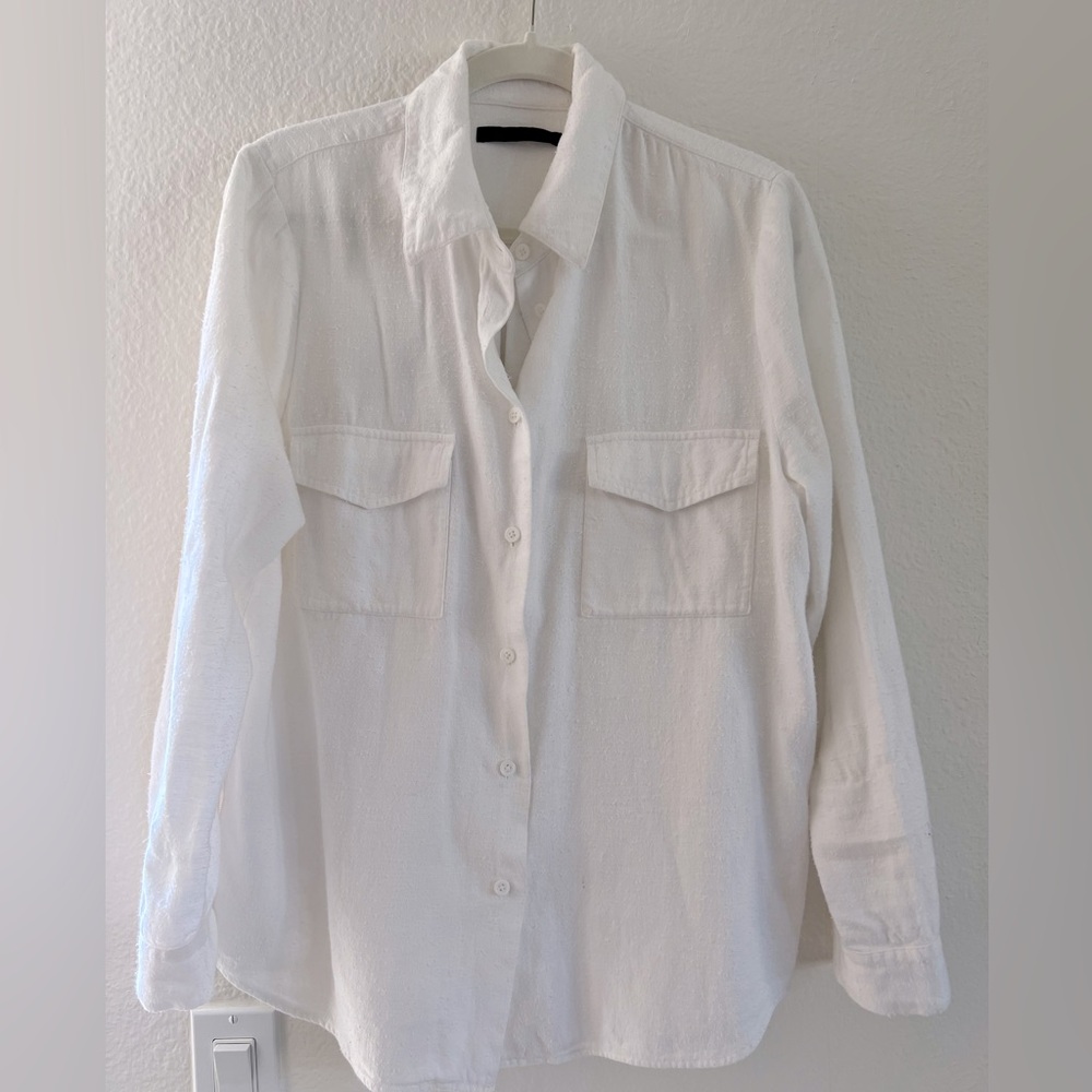 Jenni Kayne Cotton Flannel, White, Large